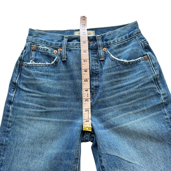 MADEWELL The Classic Straight Jean Medium Wash Distressed Size 24 Busted Knee - Picture 15 of 16